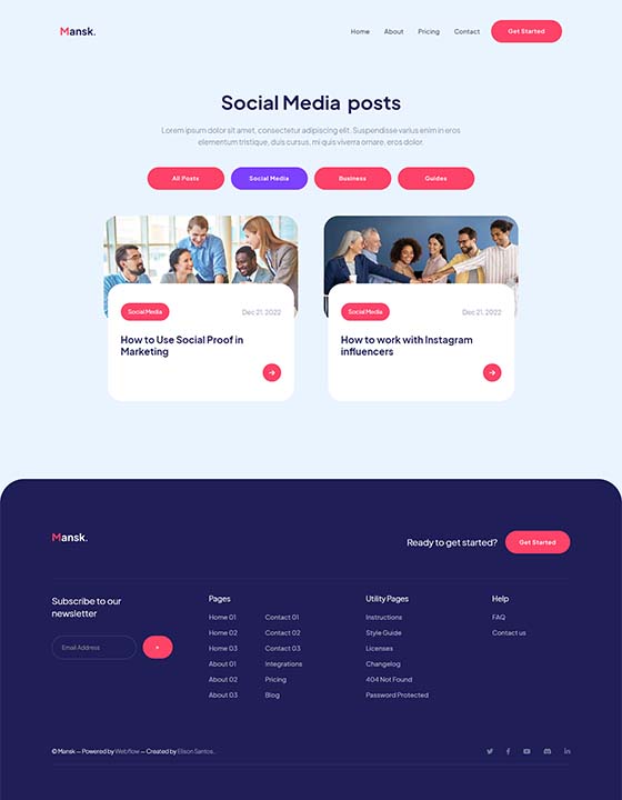 Screenshot - Mansk Webflow Template